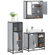 Ensemble de meubles de salle de bain 3 pcs Sonoma gris