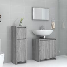 Ensemble de meubles de salle de bain 3 pcs Sonoma gris