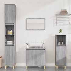 Ensemble de meubles de salle de bain 3 pcs Sonoma gris
