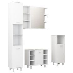 Ensemble de meubles de salle de bain 4 pcs Blanc 4