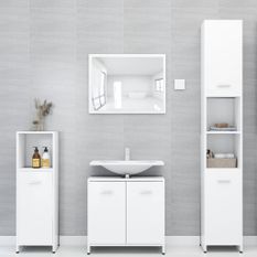 Ensemble de meubles de salle de bain 4 pcs Blanc 2