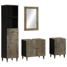 Ensemble de meubles de salle de bain 4 pcs bois manguier massif