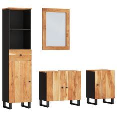 Ensemble de meubles de salle de bain 4 pcs bois massif d'acacia