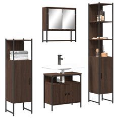 Ensemble de meubles de salle de bain 4 pcs Chêne marron