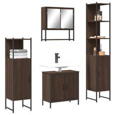 Ensemble de meubles de salle de bain 4 pcs Chêne marron