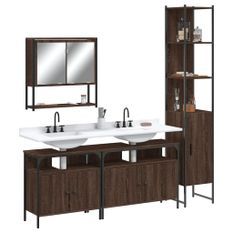 Ensemble de meubles de salle de bain 4 pcs Chêne marron