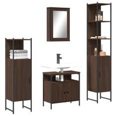 Ensemble de meubles de salle de bain 4 pcs Chêne marron