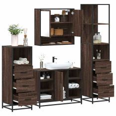 Ensemble de meubles de salle de bain 4 pcs chêne marron