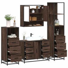 Ensemble de meubles de salle de bain 4 pcs chêne marron