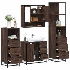 Ensemble de meubles de salle de bain 4 pcs chêne marron