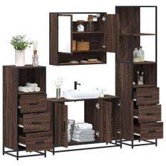 Ensemble de meubles de salle de bain 4 pcs chêne marron