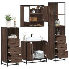 Ensemble de meubles de salle de bain 4 pcs chêne marron