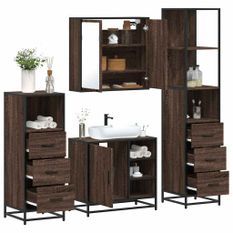 Ensemble de meubles de salle de bain 4 pcs chêne marron