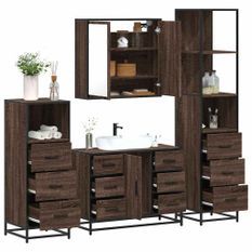 Ensemble de meubles de salle de bain 4 pcs chêne marron