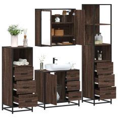 Ensemble de meubles de salle de bain 4 pcs chêne marron