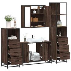 Ensemble de meubles de salle de bain 4 pcs chêne marron