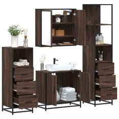 Ensemble de meubles de salle de bain 4 pcs chêne marron