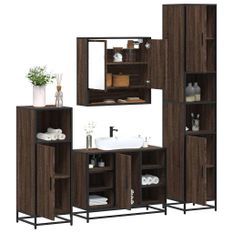 Ensemble de meubles de salle de bain 4 pcs chêne marron