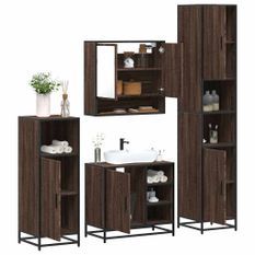 Ensemble de meubles de salle de bain 4 pcs chêne marron