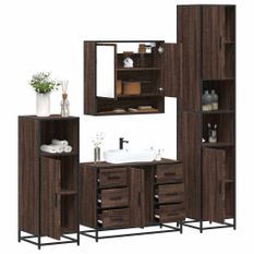 Ensemble de meubles de salle de bain 4 pcs chêne marron