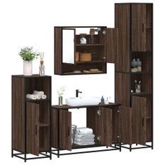 Ensemble de meubles de salle de bain 4 pcs chêne marron