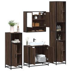 Ensemble de meubles de salle de bain 4 pcs chêne marron