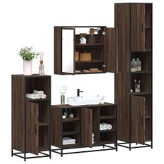 Ensemble de meubles de salle de bain 4 pcs chêne marron