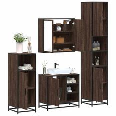 Ensemble de meubles de salle de bain 4 pcs chêne marron