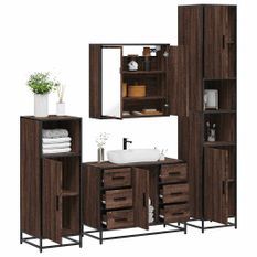 Ensemble de meubles de salle de bain 4 pcs chêne marron