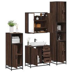 Ensemble de meubles de salle de bain 4 pcs chêne marron