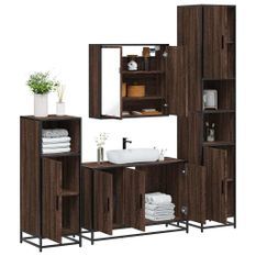 Ensemble de meubles de salle de bain 4 pcs chêne marron