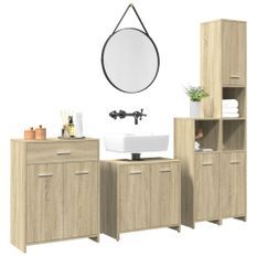 Ensemble de meubles de salle de bain 4 pcs chêne sonoma