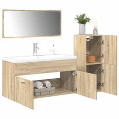 Ensemble de meubles de salle de bain 4 pcs chêne sonoma