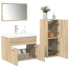 Ensemble de meubles de salle de bain 4 pcs chêne sonoma