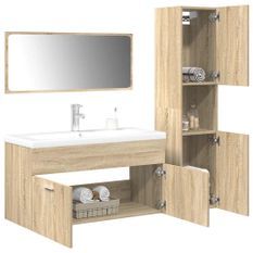 Ensemble de meubles de salle de bain 4 pcs chêne sonoma