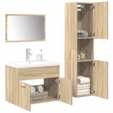 Ensemble de meubles de salle de bain 4 pcs chêne sonoma