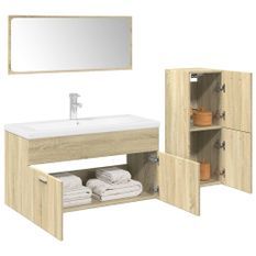 Ensemble de meubles de salle de bain 4 pcs chêne sonoma