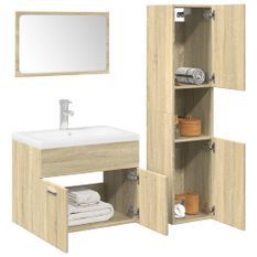 Ensemble de meubles de salle de bain 4 pcs chêne sonoma