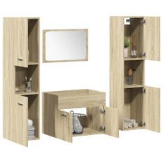 Ensemble de meubles de salle de bain 4 pcs chêne sonoma