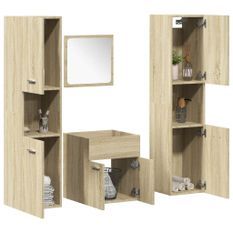 Ensemble de meubles de salle de bain 4 pcs chêne sonoma