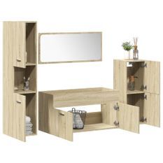 Ensemble de meubles de salle de bain 4 pcs chêne sonoma