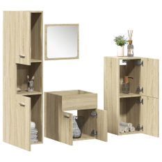 Ensemble de meubles de salle de bain 4 pcs chêne sonoma