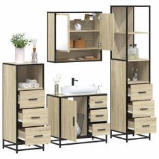 Ensemble de meubles de salle de bain 4 pcs chêne sonoma