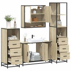 Ensemble de meubles de salle de bain 4 pcs chêne sonoma