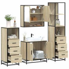 Ensemble de meubles de salle de bain 4 pcs chêne sonoma