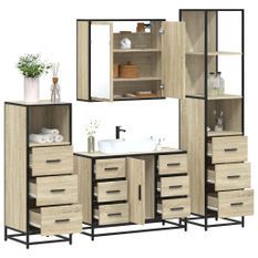 Ensemble de meubles de salle de bain 4 pcs chêne sonoma