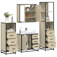 Ensemble de meubles de salle de bain 4 pcs chêne sonoma