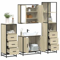 Ensemble de meubles de salle de bain 4 pcs chêne sonoma