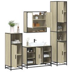 Ensemble de meubles de salle de bain 4 pcs chêne sonoma