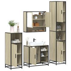 Ensemble de meubles de salle de bain 4 pcs chêne sonoma